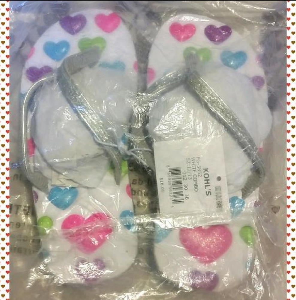 Girls Flip Flops with Hearts